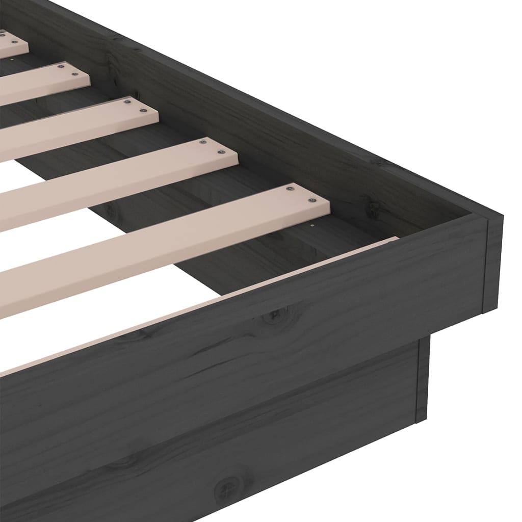 szürke tömör fenyőfa ágykeret 90 x 190 cm (3FT Single)