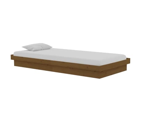 vidaXL Bed Frame Honey Brown Solid Wood 90x190 cm Single