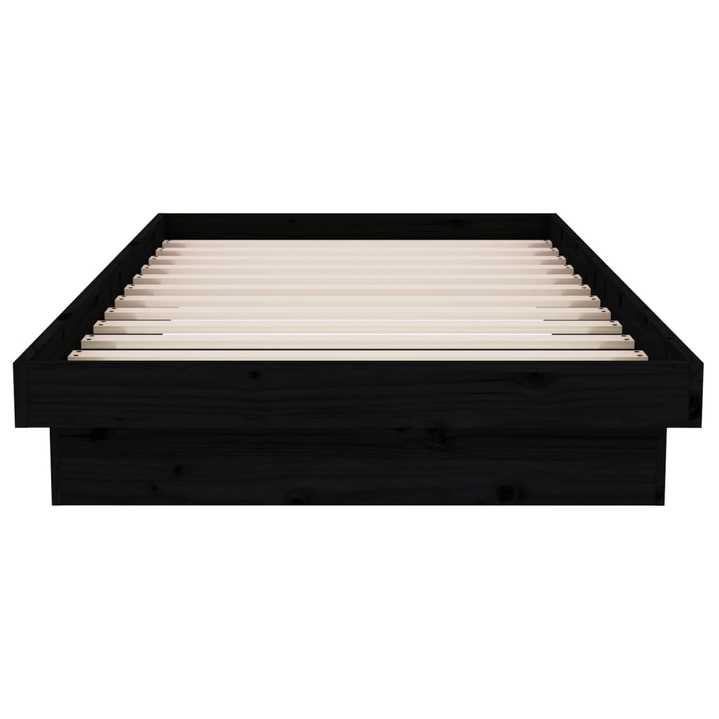 fekete tömör fenyőfa ágykeret 90 x 190 cm (3FT Single)