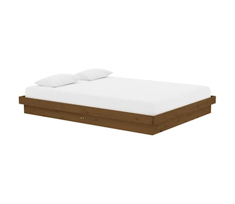 vidaXL Sengeramme honningbrun heltre 135x190 cm Double