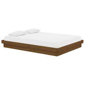 vidaXL Sengeramme honningbrun heltre 135x190 cm Double