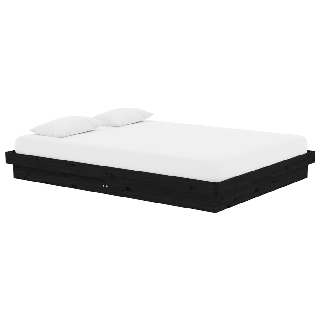 vidaXL Bedframe massief hout zwart 135x190 cm afbeelding