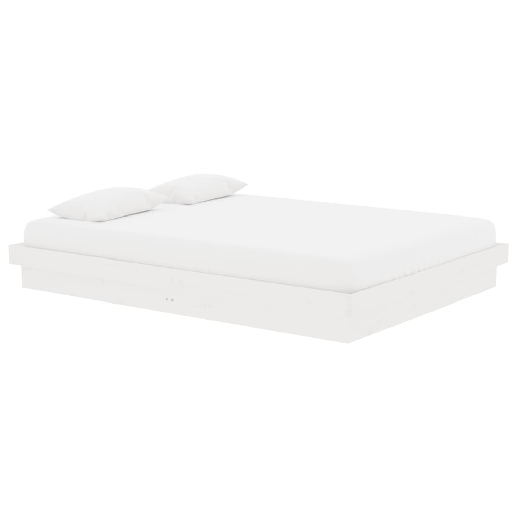 vidaXL Bedframe massief hout wit 140x190 cm afbeelding