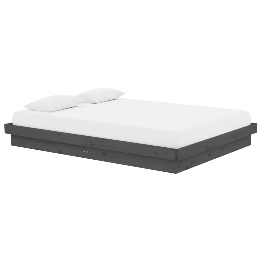 vidaXL Bedframe massief hout grijs 140x190 cm afbeelding