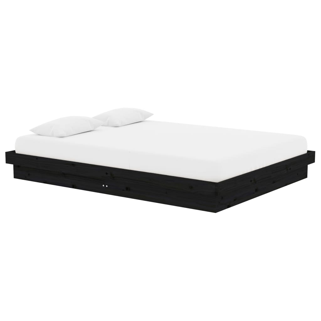 vidaXL Bedframe massief hout zwart 140x190 cm afbeelding