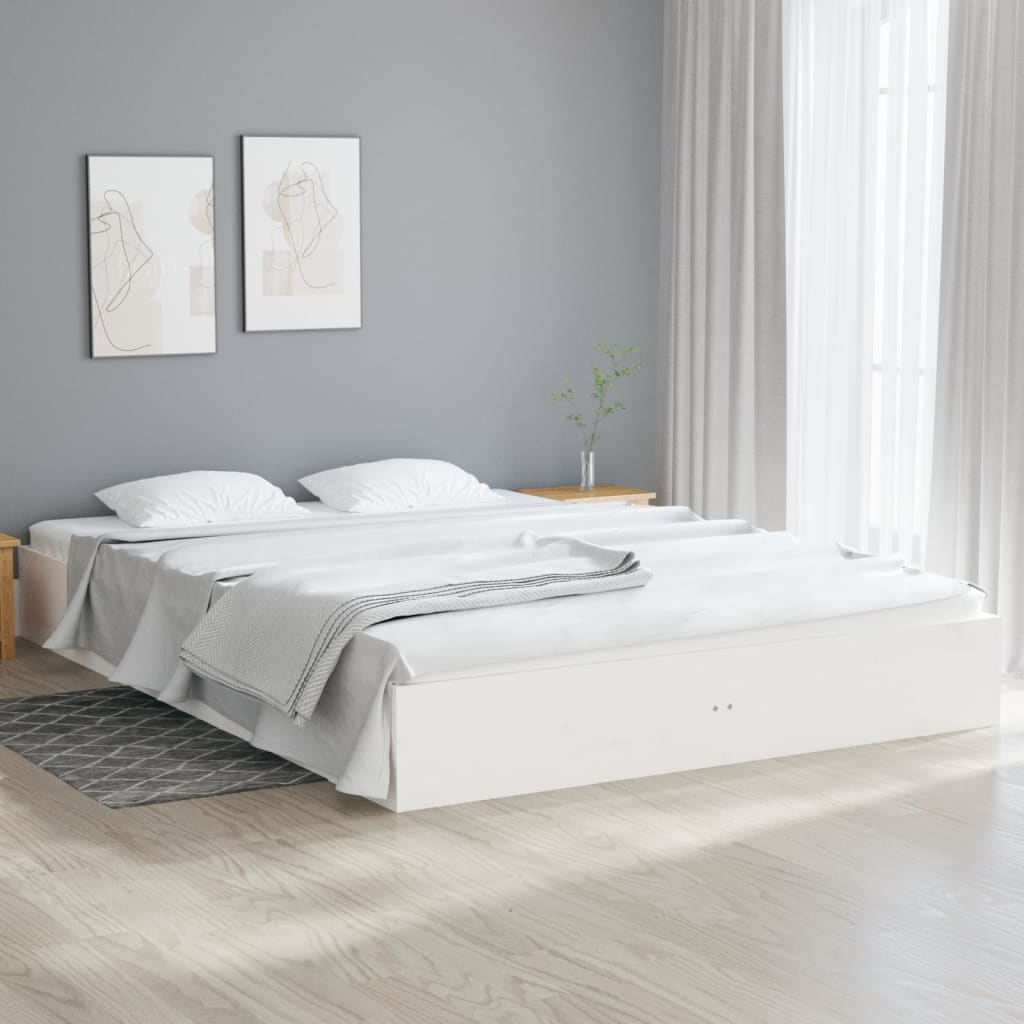 vidaXL Rama ��ka, bia�a, lite drewno, 200 x 200 cm
