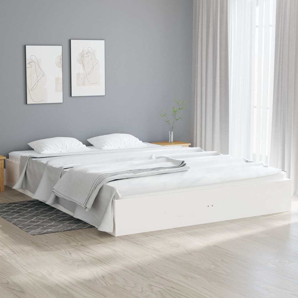 vidaXL Rama ��ka, bia�a, lite drewno, 160 x 200 cm