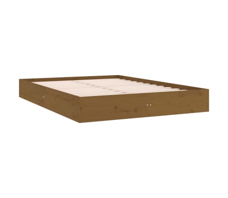 vidaXL Posteljni okvir medeno rjav iz trdnega lesa 150x200 cm