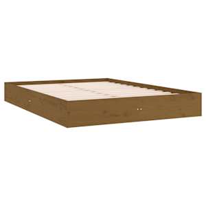 vidaXL Posteljni okvir medeno rjav iz trdnega lesa 150x200 cm