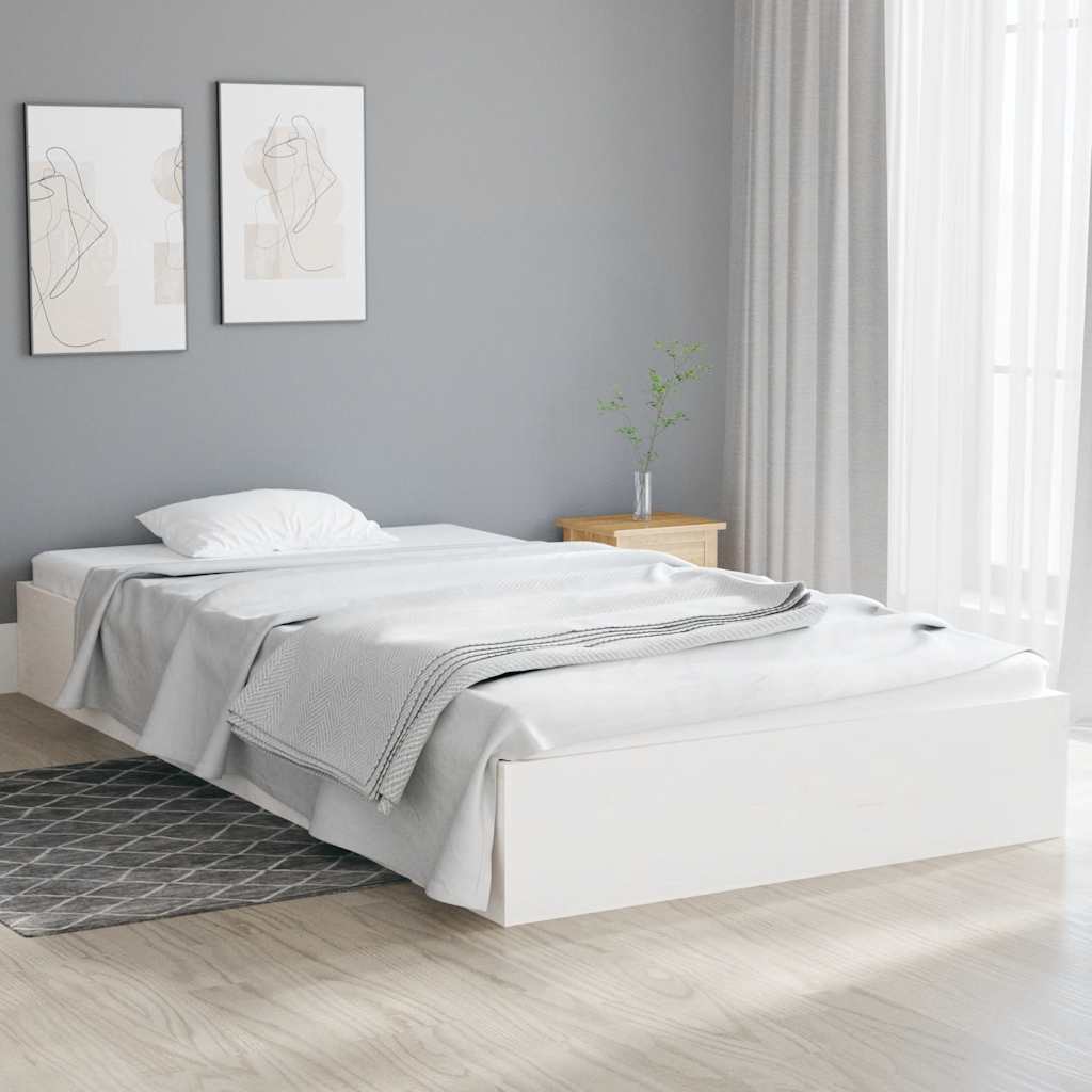 vidaXL Sängynrunko valkoinen täysi puu 100x200 cm