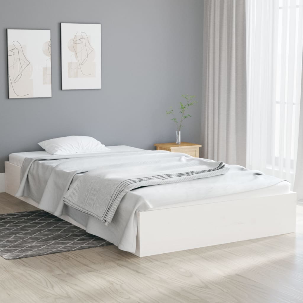 vidaXL Rama ��ka, bia�a, lite drewno, 90 x 200 cm
