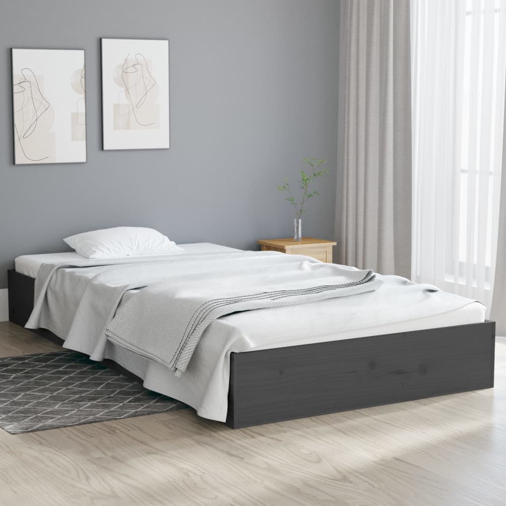 Rám postele šedý masivní dřevo 90 x 200 cm