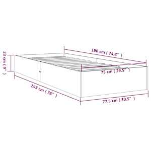 Rám postele bílý masivní dřevo 75 x 190 cm malé jednolůžko - obrázek 8