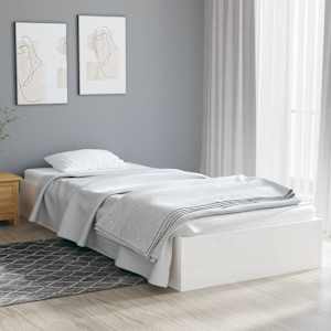 Rám postele bílý masivní dřevo 75 x 190 cm malé jednolůžko - obrázek 1
