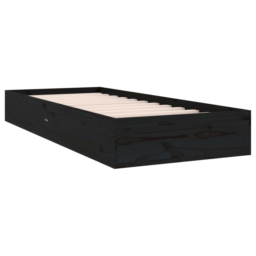 

vidaXL Bedframe massief hout zwart 75x190 cm 2FT6 Small Single