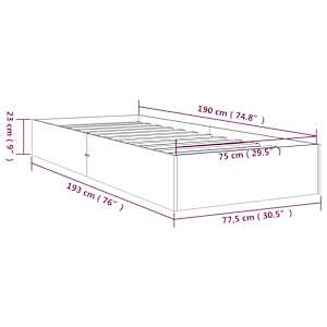 Rám postele černý masivní dřevo 75 x 190 cm malé jednolůžko - obrázek 8
