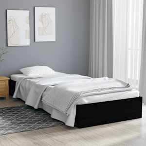 Rám postele černý masivní dřevo 75 x 190 cm malé jednolůžko - obrázek 1