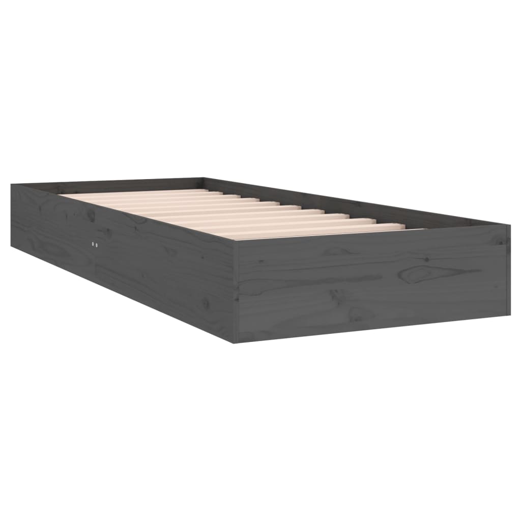 

vidaXL Bedframe massief hout grijs 90x190 cm 3FT Single