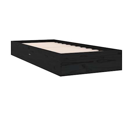 vidaXL Cadre de lit Noir Bois massif 90x190 cm Simple