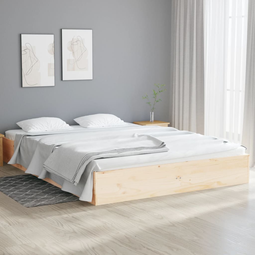 vidaXL Rama ��ka, lite drewno, 120x190 cm, podw�jna