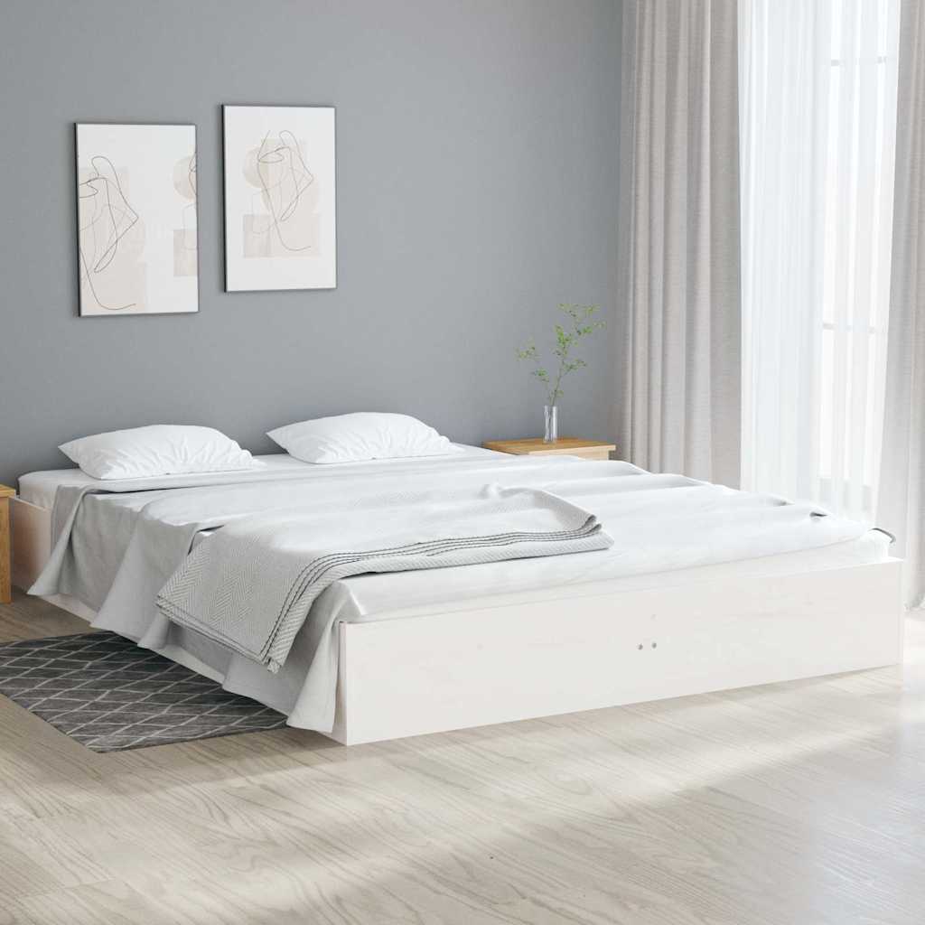 vidaXL Rama ��ka, bia�a, lite drewno, 120x190 cm, podw�jna