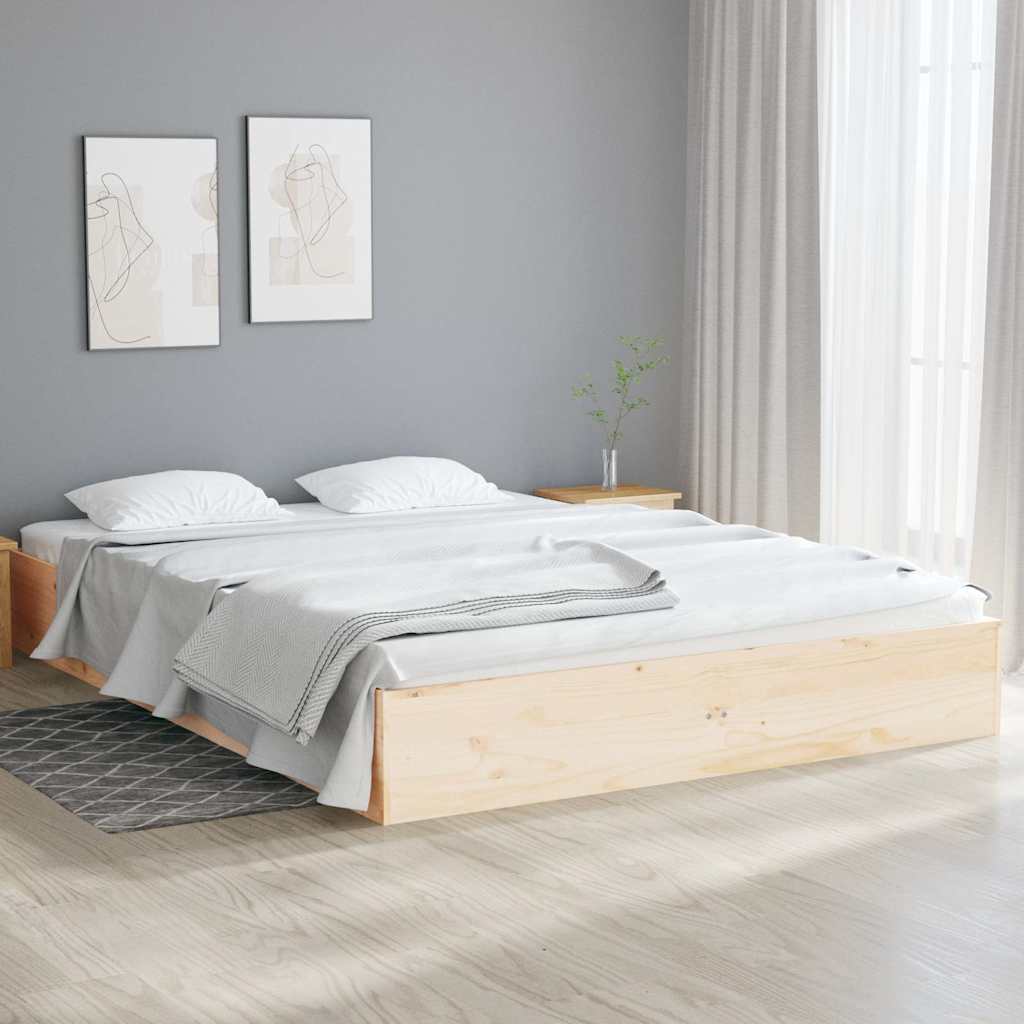 vidaXL Rama ��ka, lite drewno, 135x190 cm, podw�jna