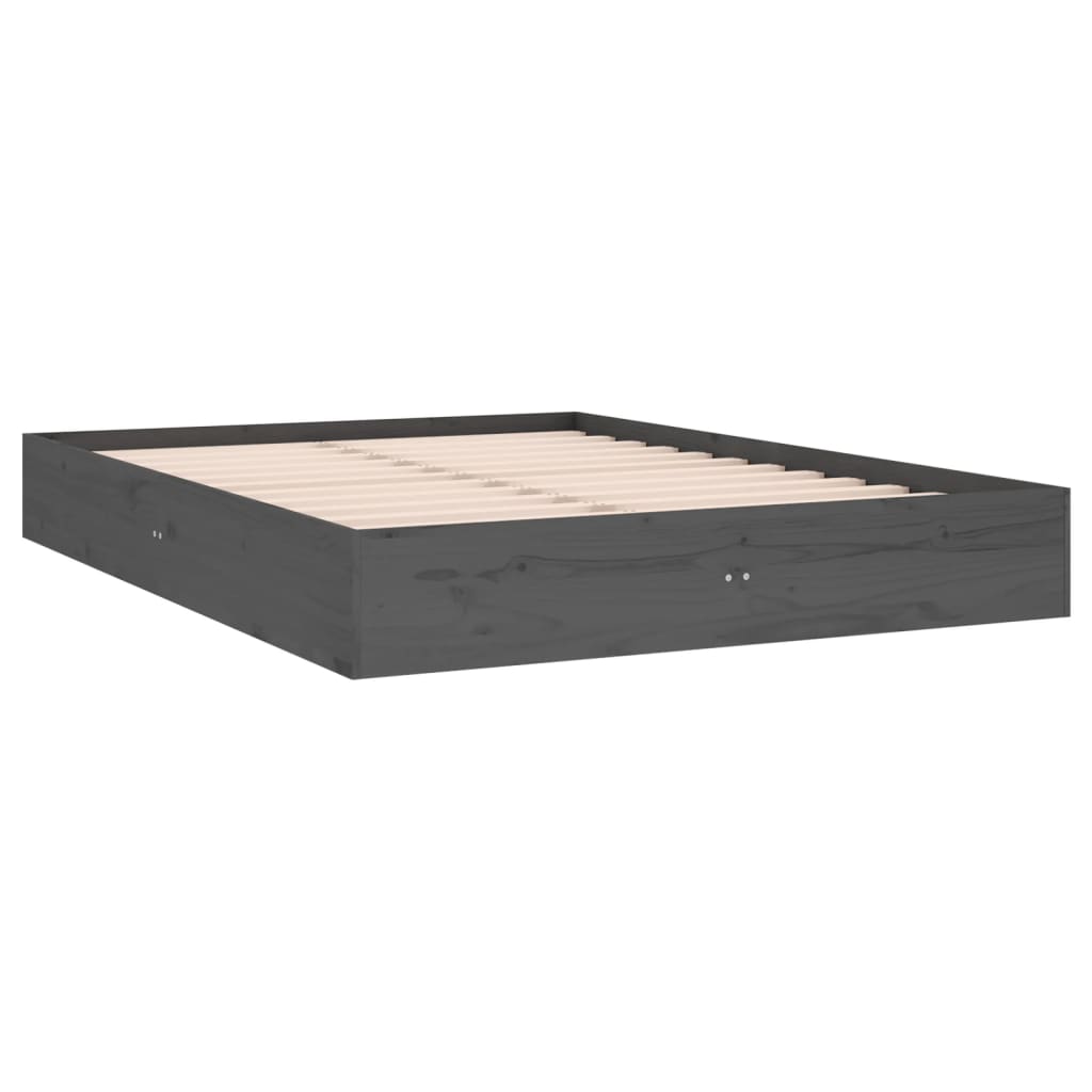 

vidaXL Bedframe massief hout grijs 135x190 cm 4FT6 Double
