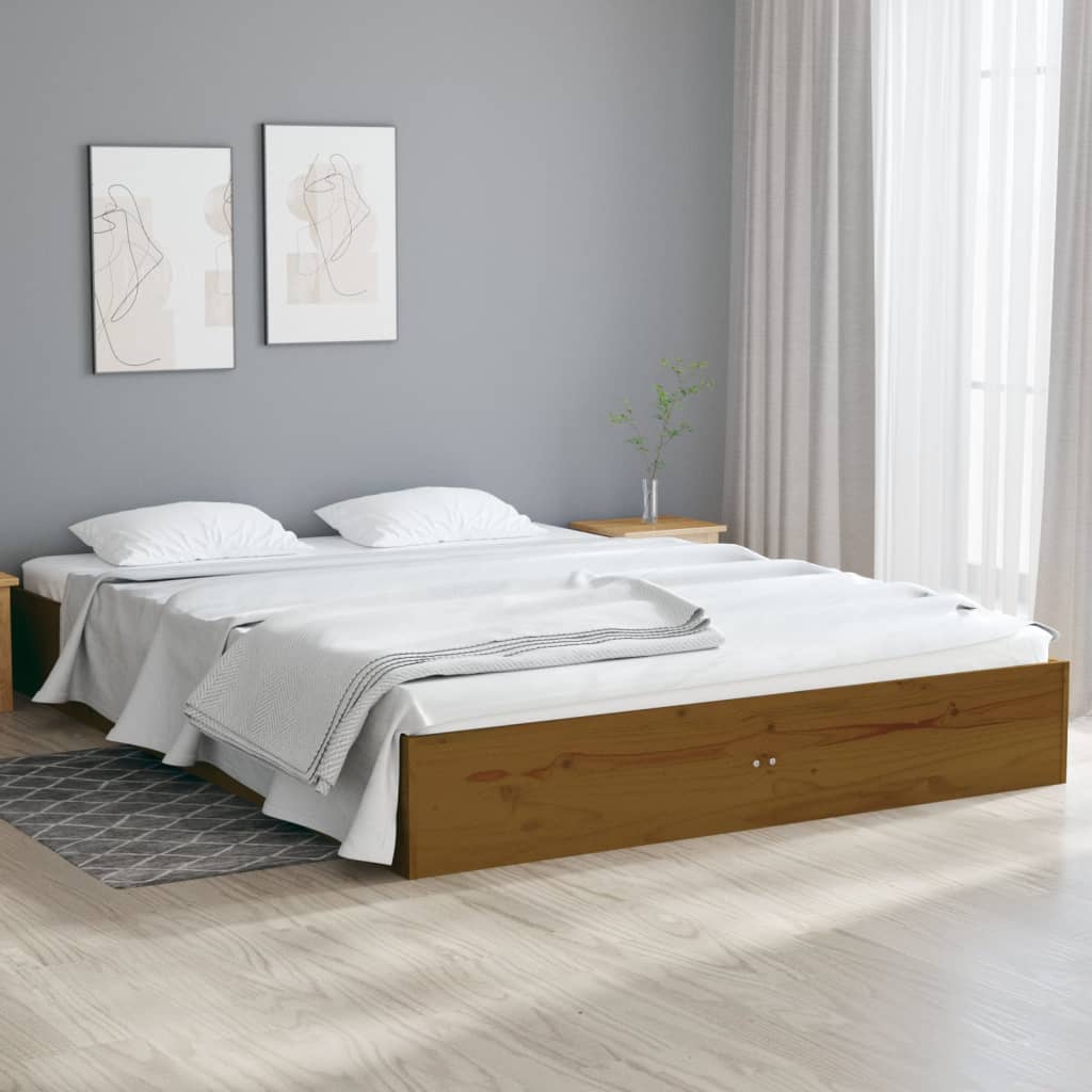 vidaXL Rám postele medově hnědý masivní dřevo 135 x 190 cm Double