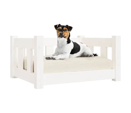 vidaXL Hundebett Wei&szlig; 55,5x45,5x28 cm Massivholz Kiefer