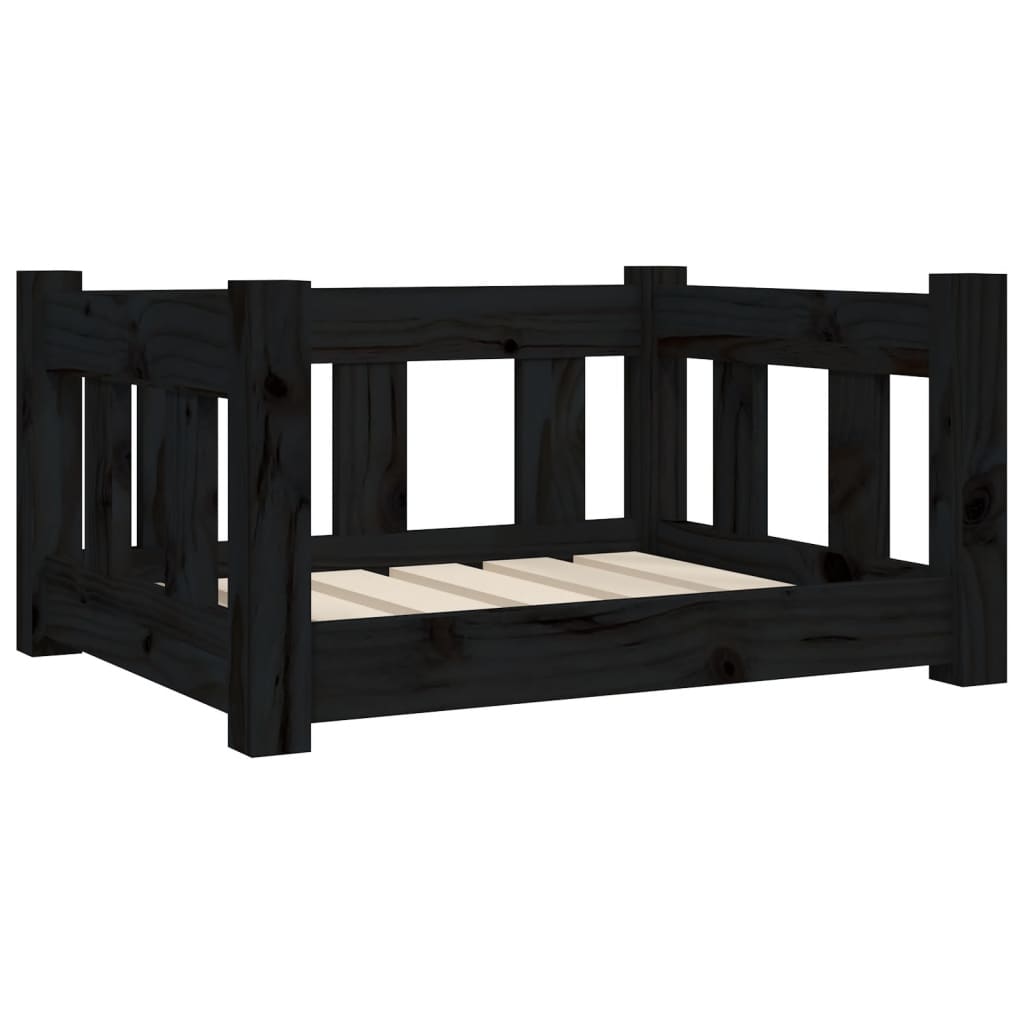 Image of vidaXL Dog Bed Black 55.5x45.5x28 cm Solid Wood Pine