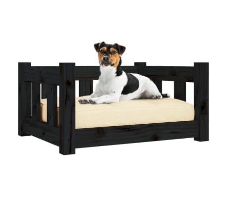 vidaXL Dog Bed Black 55.5x45.5x28 cm Solid Wood Pine