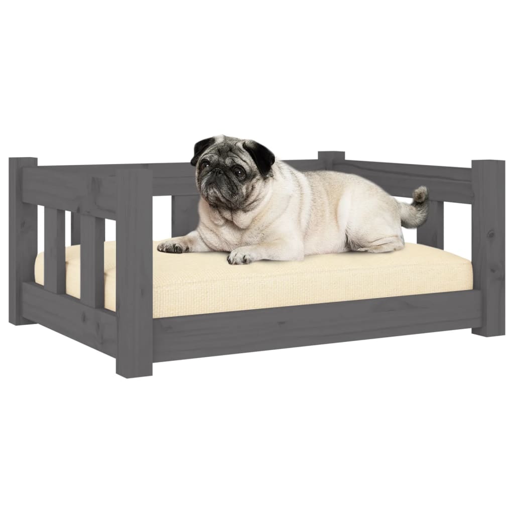 vidaXL Dog Bed Grey 65.5x50.5x28 cm Solid Wood Pine
