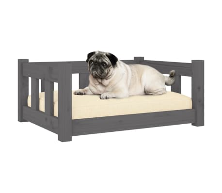 vidaXL Dog Bed Grey 65.5x50.5x28 cm Solid Wood Pine