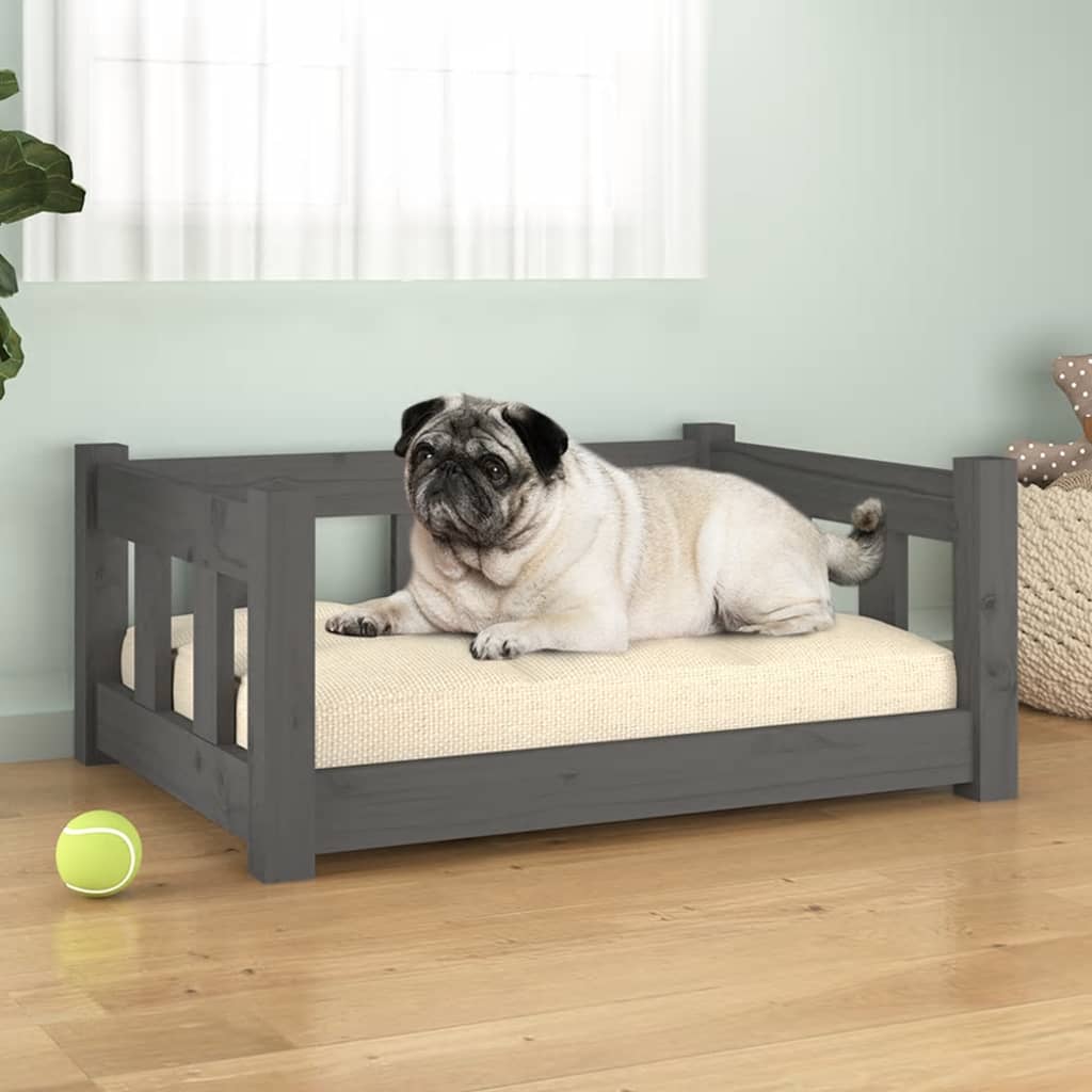 Krevet za pse sivi 65,5 x 50,5 x 28 cm od masivne borovine