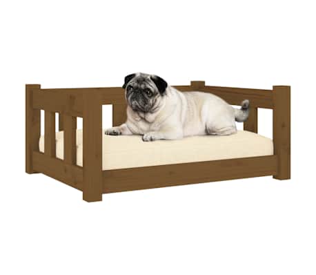 vidaXL Hundeseng honningbrun 65,5x50,5x28 cm heltre furu