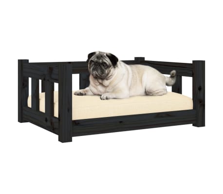 vidaXL Krevet za pse crna 65,5 x 50,5 x 28 cm od masivne borovine
