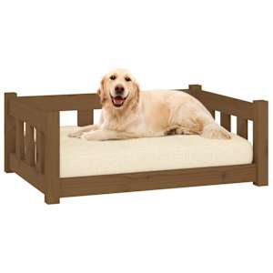 vidaXL Dog Bed Honey Brown 75.5x55.5x28 cm Solid Wood Pine