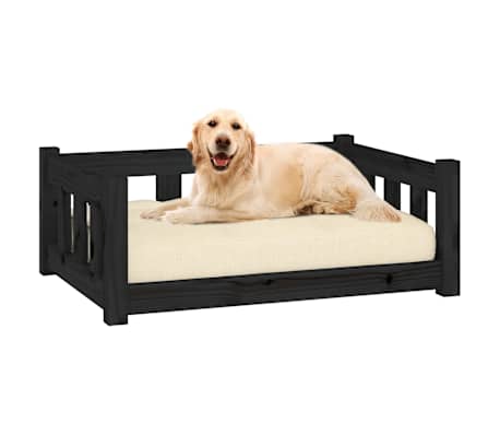 vidaXL Hundeseng svart 75,5x55,5x28 cm heltre furu