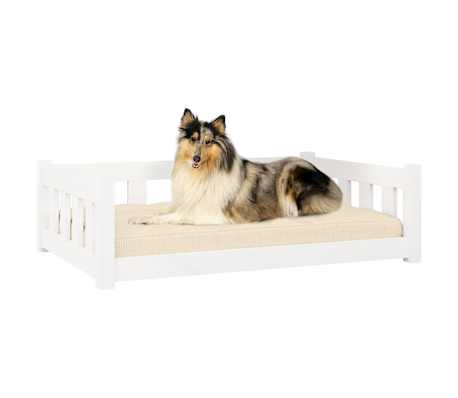 vidaXL Lova &scaron;unims, balta, 95,5x65,5x28cm, pu&scaron;ies medienos masyvas