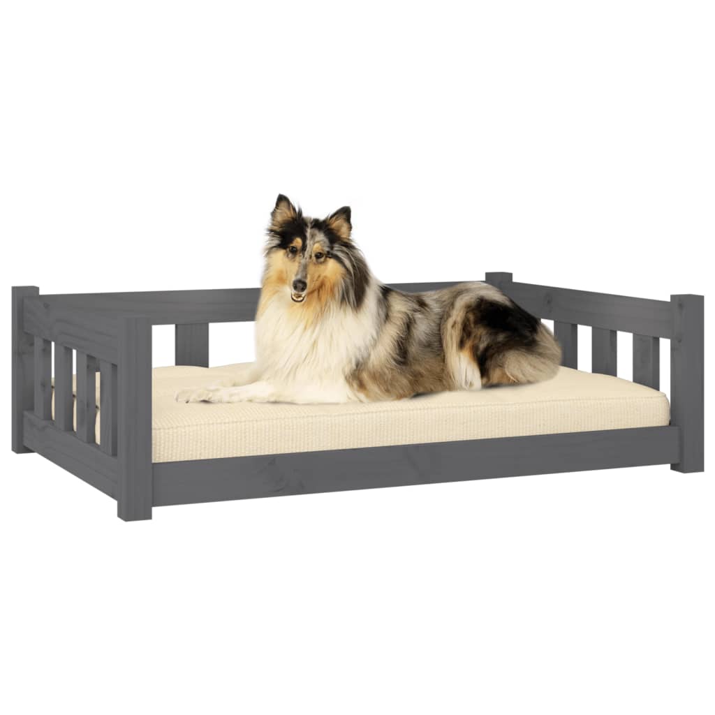 vidaXL Hundebett Grau 95,5x65,5x28 cm Massivholz Kiefer