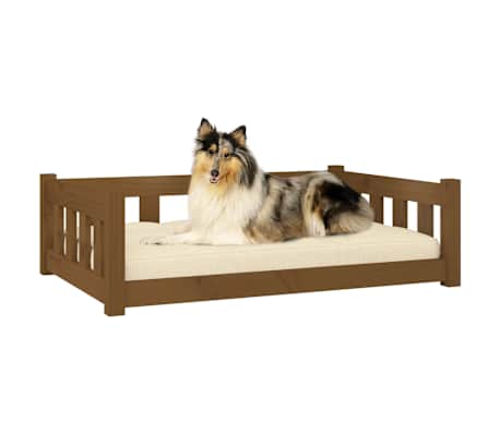 vidaXL Lova &scaron;unims, medaus ruda, 95,5x65,5x28cm, pu&scaron;ies masyvas