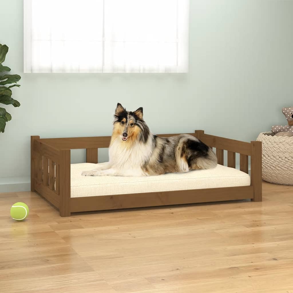 Krevet za pse boja meda 95,5x65,5x28 cm od masivne borovine