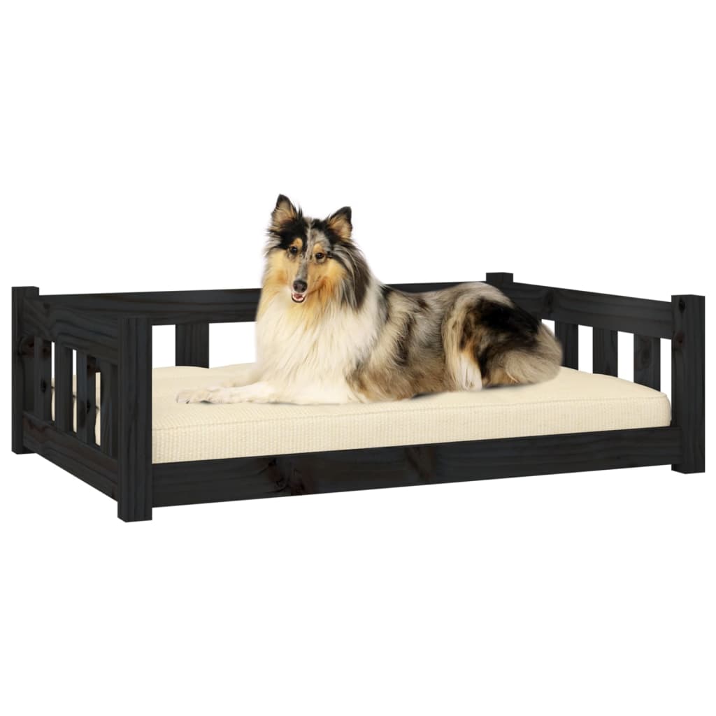 vidaXL Dog Bed Black 95.5x65.5x28 cm Solid Wood Pine