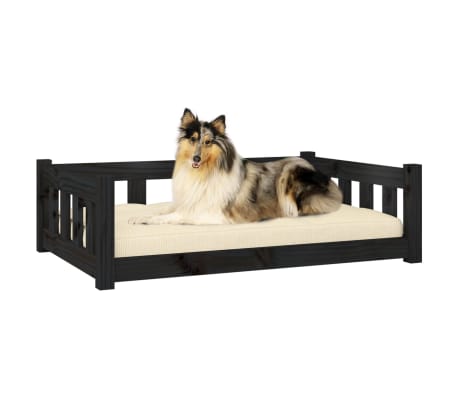 vidaXL Dog Bed Black 95.5x65.5x28 cm Solid Wood Pine