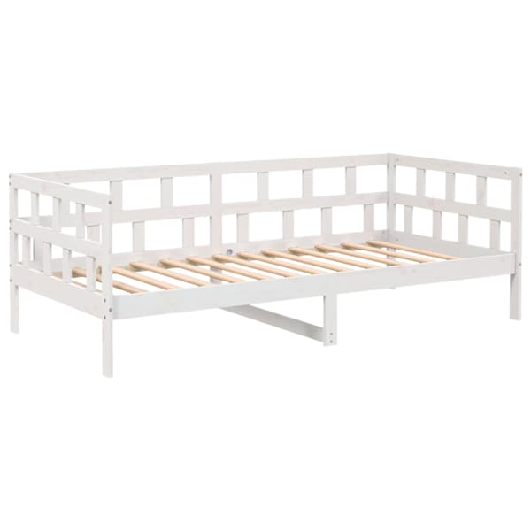 vidaXL p&auml;evavoodi raam ilma madratsita, valge, m&auml;nnipuit, 90 x 200 cm