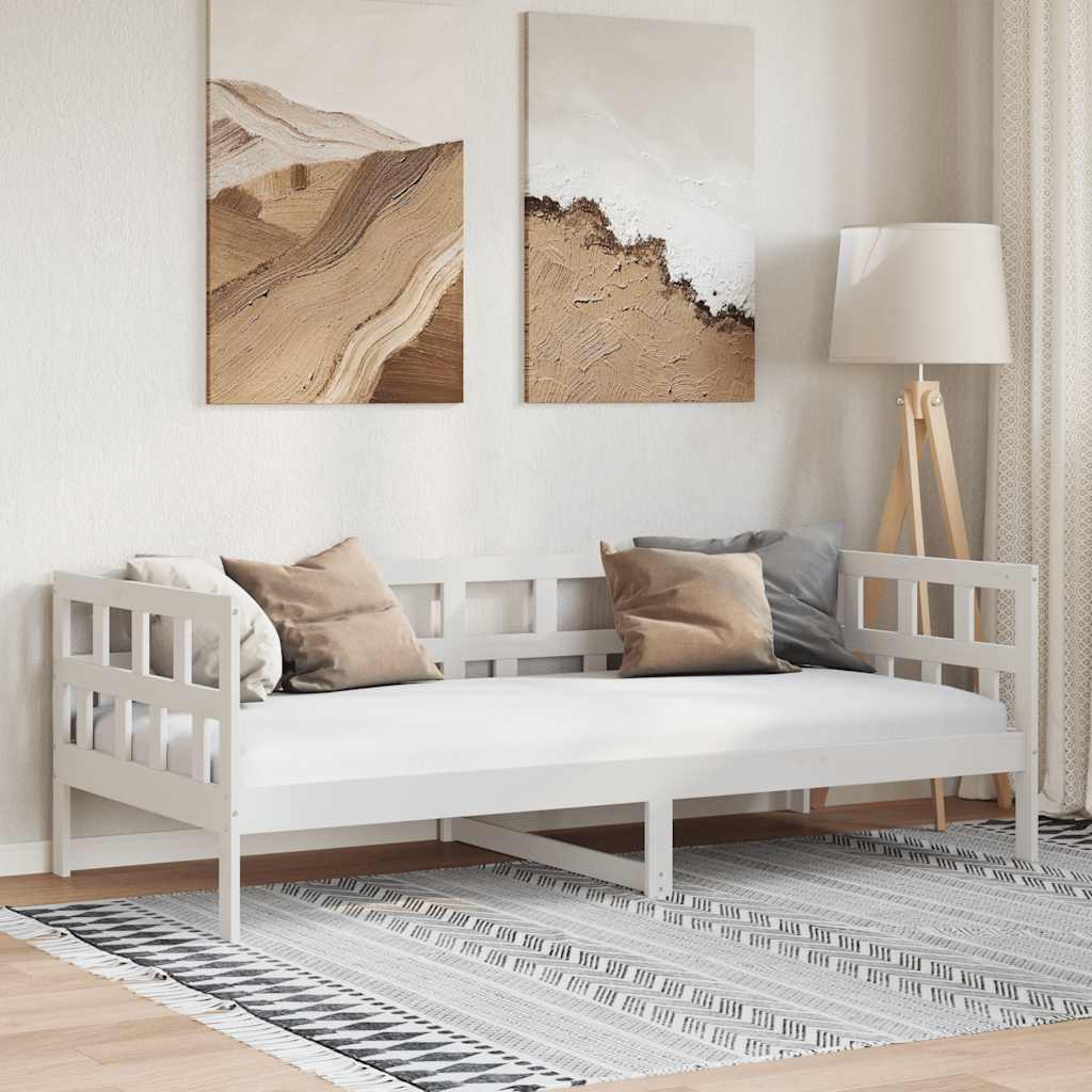 vidaXL Pat de zi, 90x200 cm, alb, lemn masiv de pin