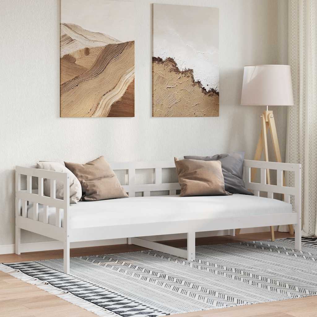 vidaXL Pat de zi, alb, 80x200 cm, lemn masiv de pin