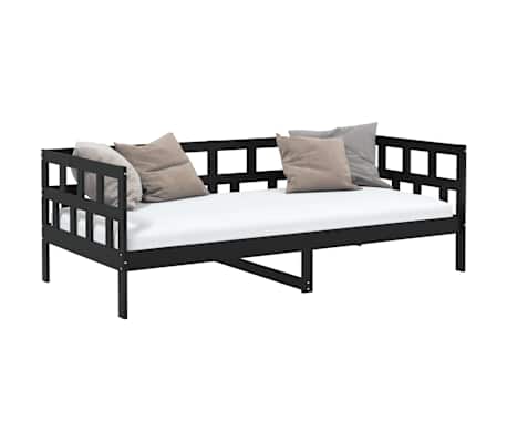 vidaXL Lova, juodos spalvos, 80x200cm, pu&scaron;ies medienos masyvas