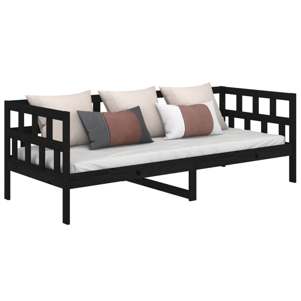 vidaXL Lit de jour sans matelas noir bois de pin massif 90x190 cm