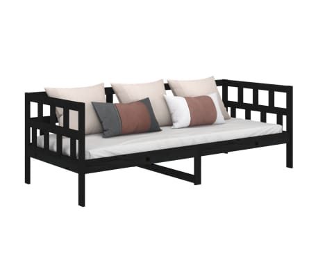 vidaXL Lit de jour sans matelas noir bois de pin massif 90x190 cm